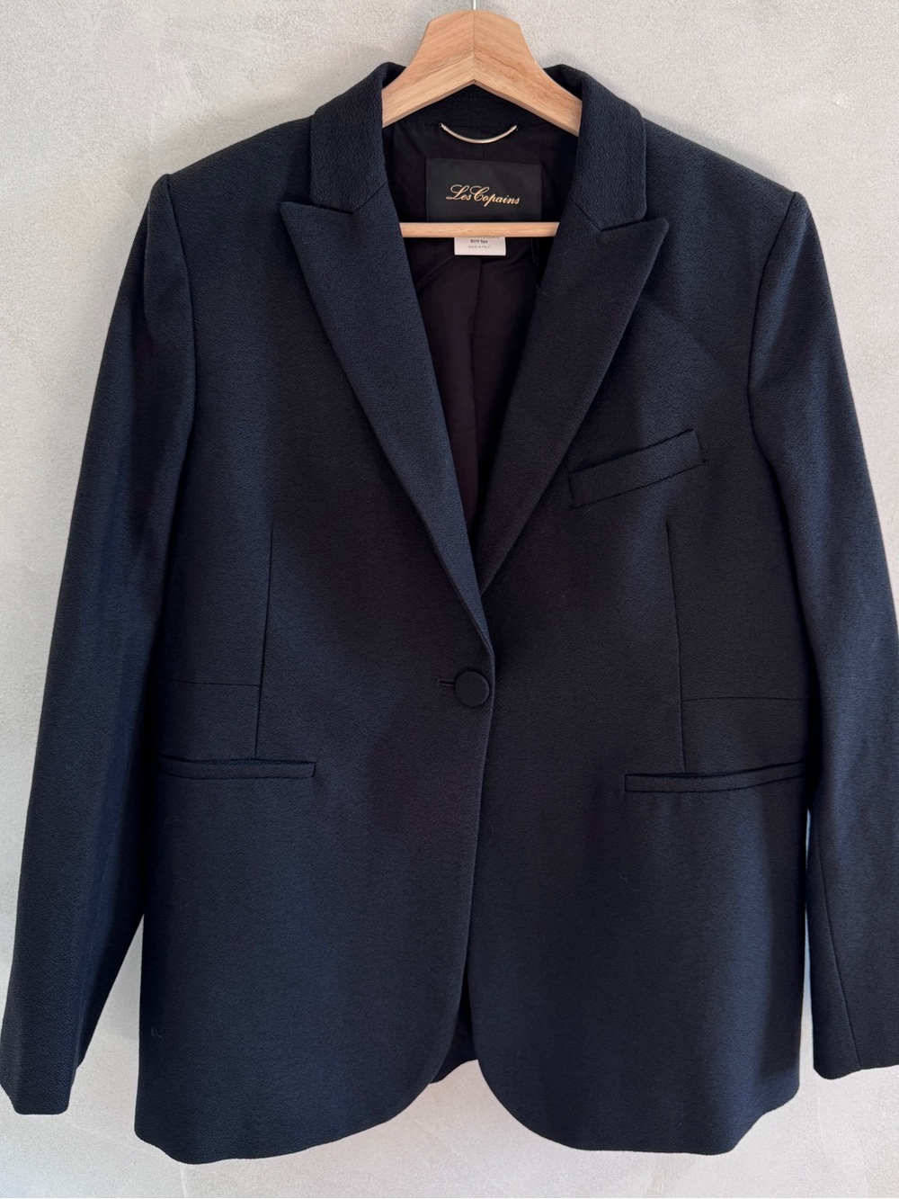 NWT Les Copains - Black Wool Blend Peak Lapel Blazer IT 48 / US 12